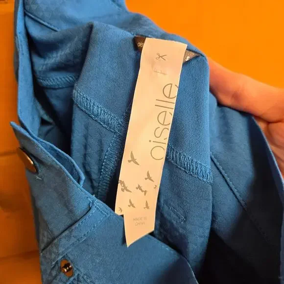 Oiselle Roga Performance Jean Pacific Blue Geometric Golf Pant S Pocket Skinny - Picture 6 of 8